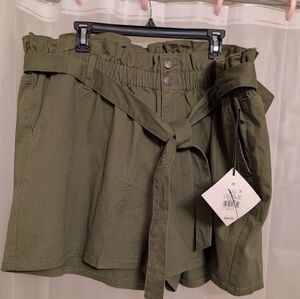 Olive Green New Women's Shorts with Belt